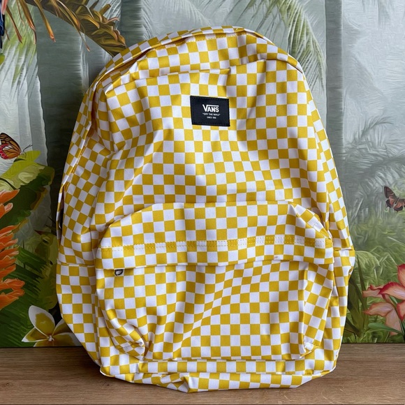 yellow checkered backpack